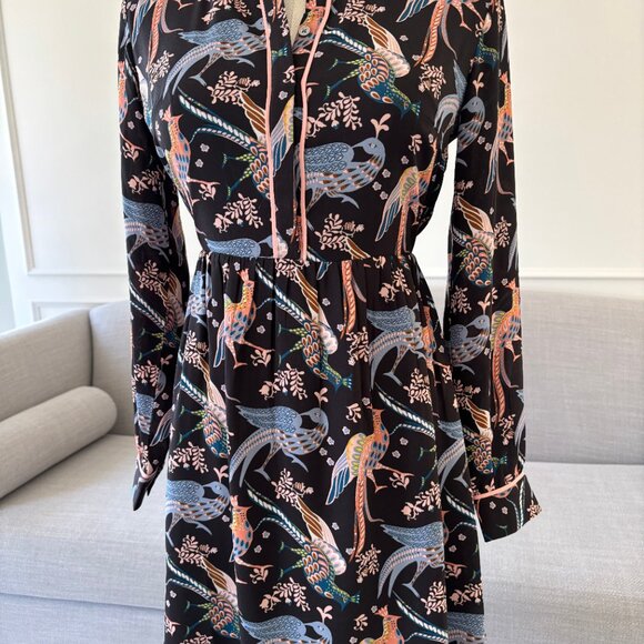 Long Sleeve Dress with Peacock Motif - Loft Size 0 - Picture 2 of 3
